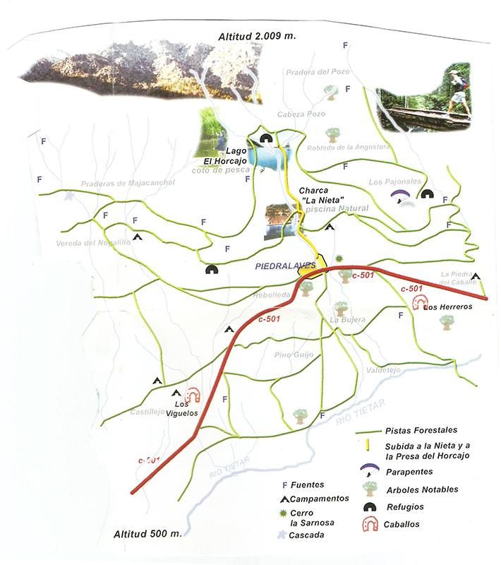 Mapa general de caminos de la sierra