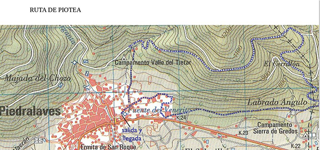 Mapa de la ruta de Piotea